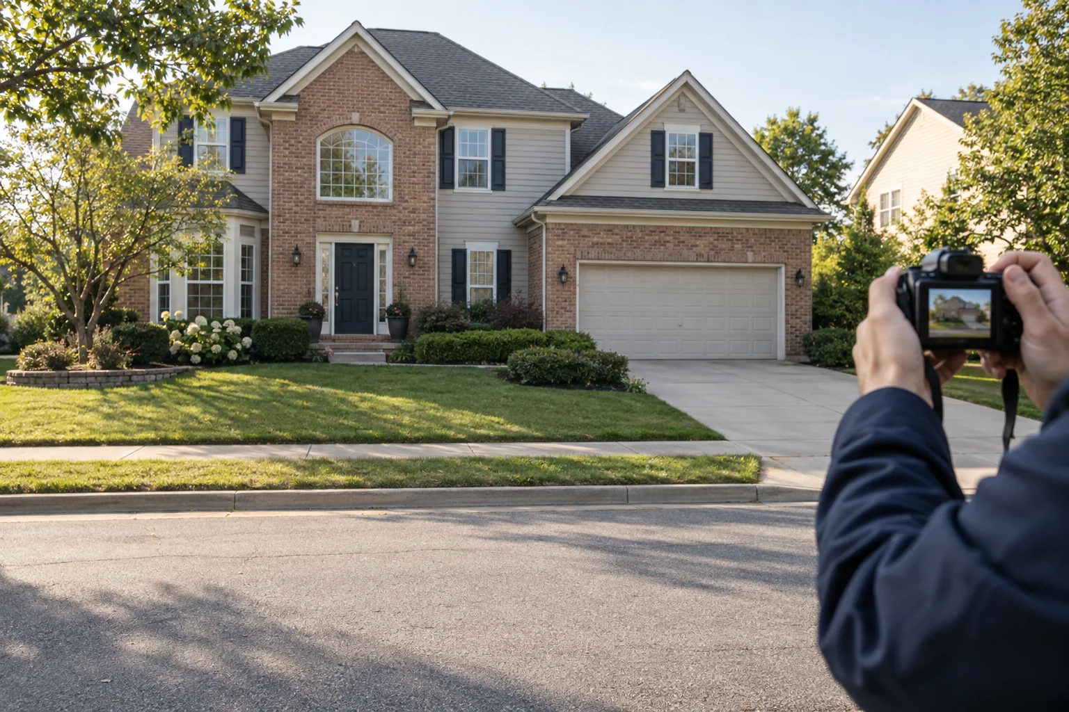 Illustrative exterior property documentation from across a public street.